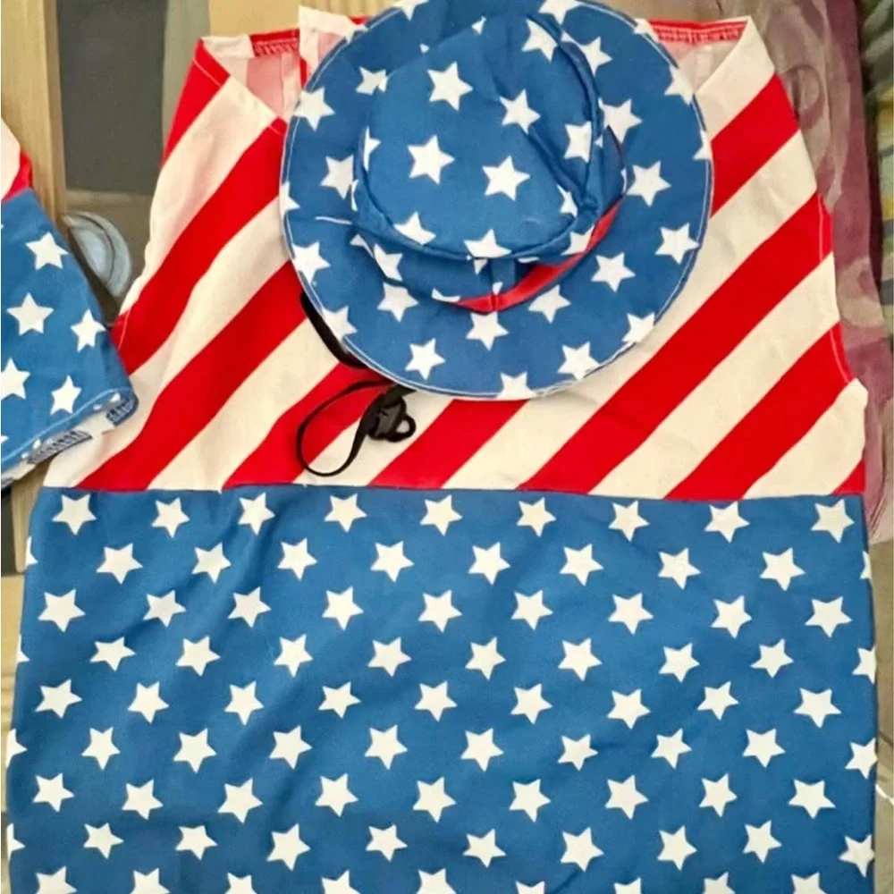 Patriotic Stars & Stripes Dog Outfit Set Large or Small (S fits Cats)